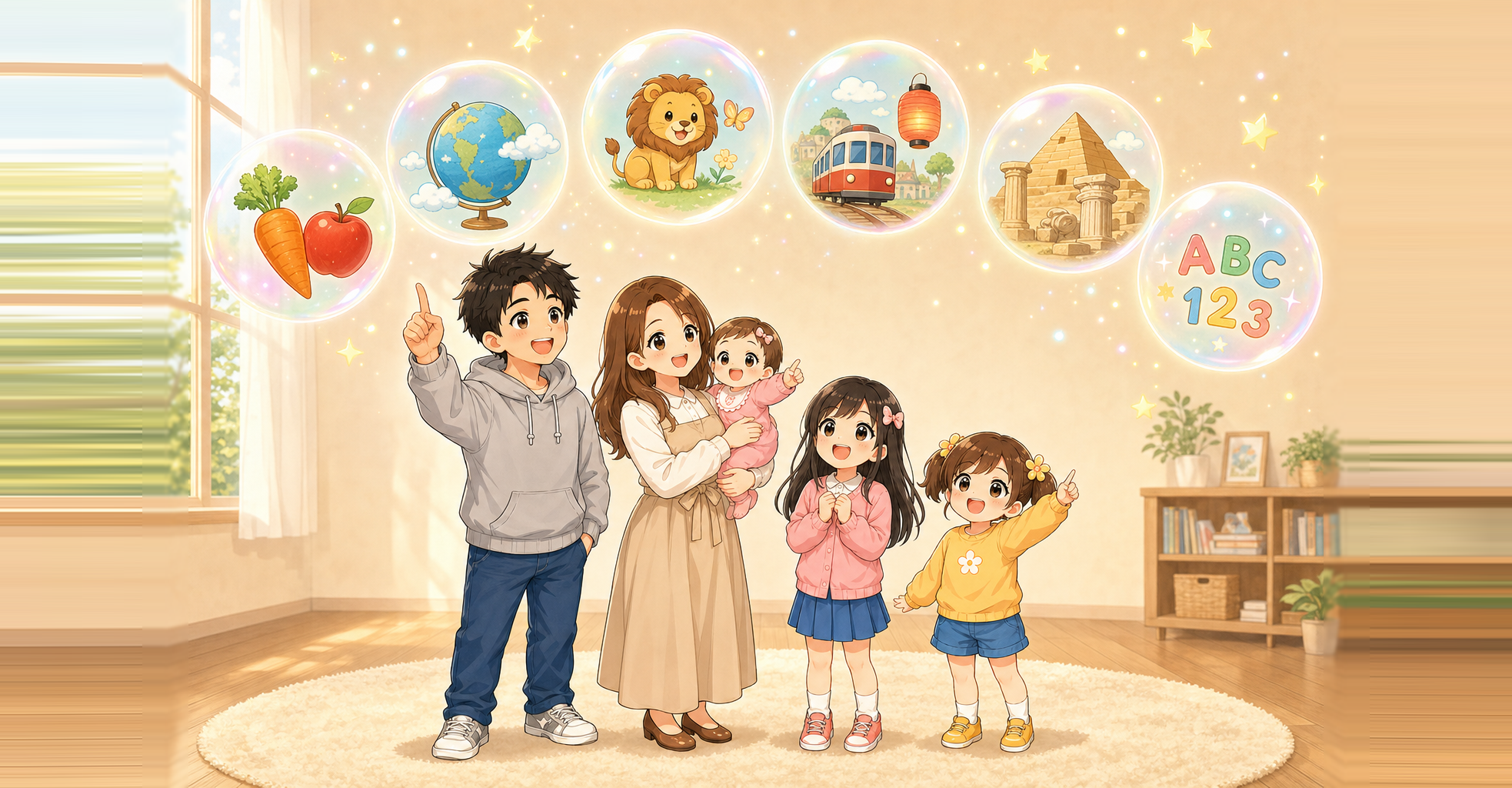 たっさん家の図鑑:5人家族と6カテゴリのテーマアイコン